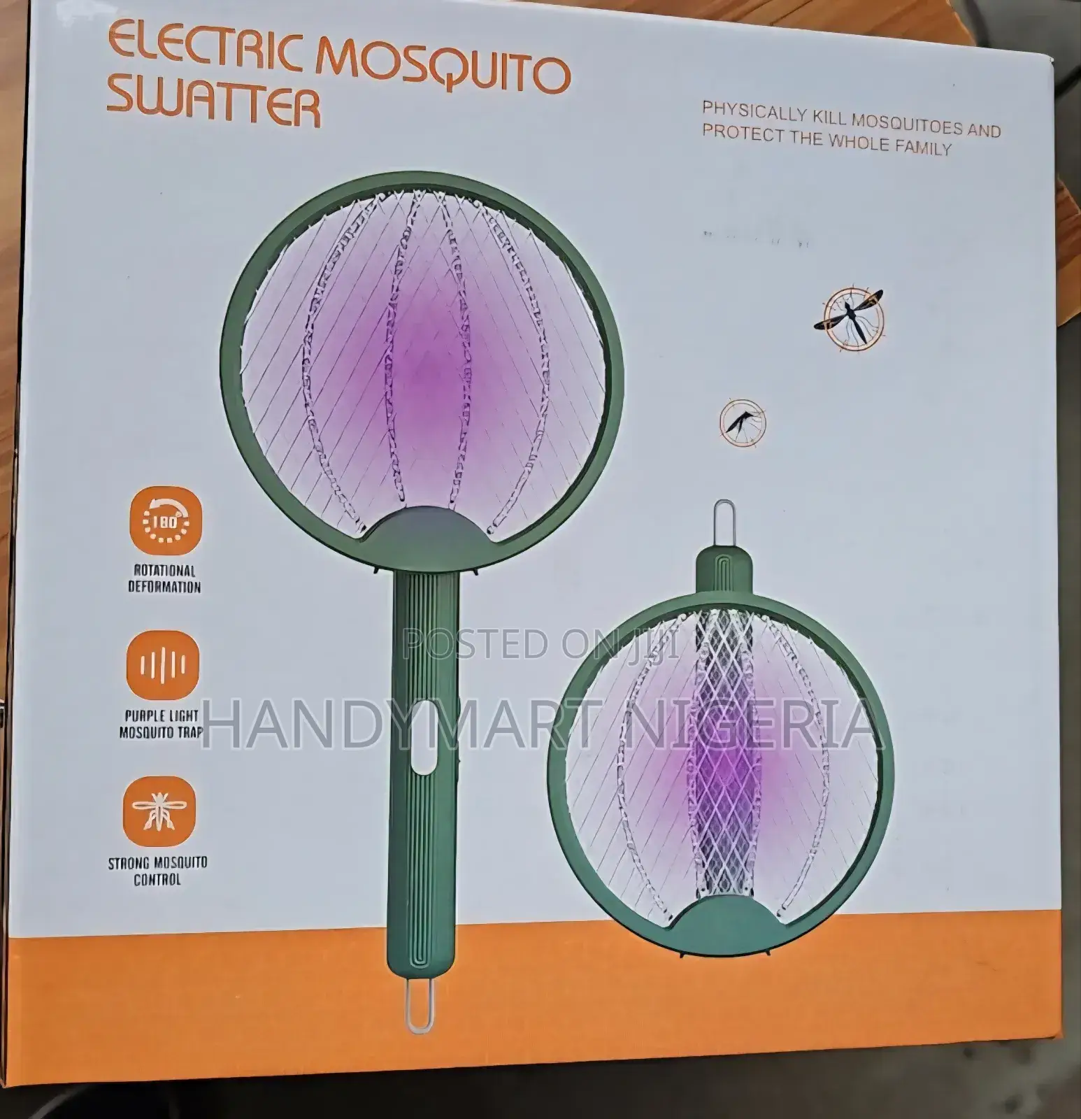 2-in-1 Foldable Mosquito Killer – 180° Adjustable Electric Fly Swatter