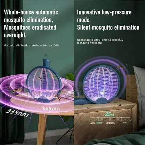 2-in-1 Foldable Mosquito Killer – 180° Adjustable Electric Fly Swatter
