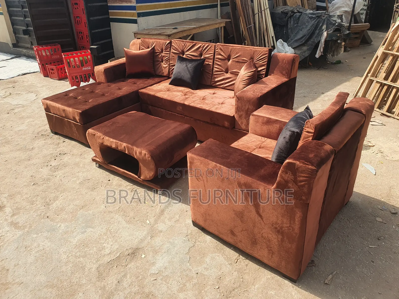 Quality Brown Sofa Lshap With Center Table N Single Seater