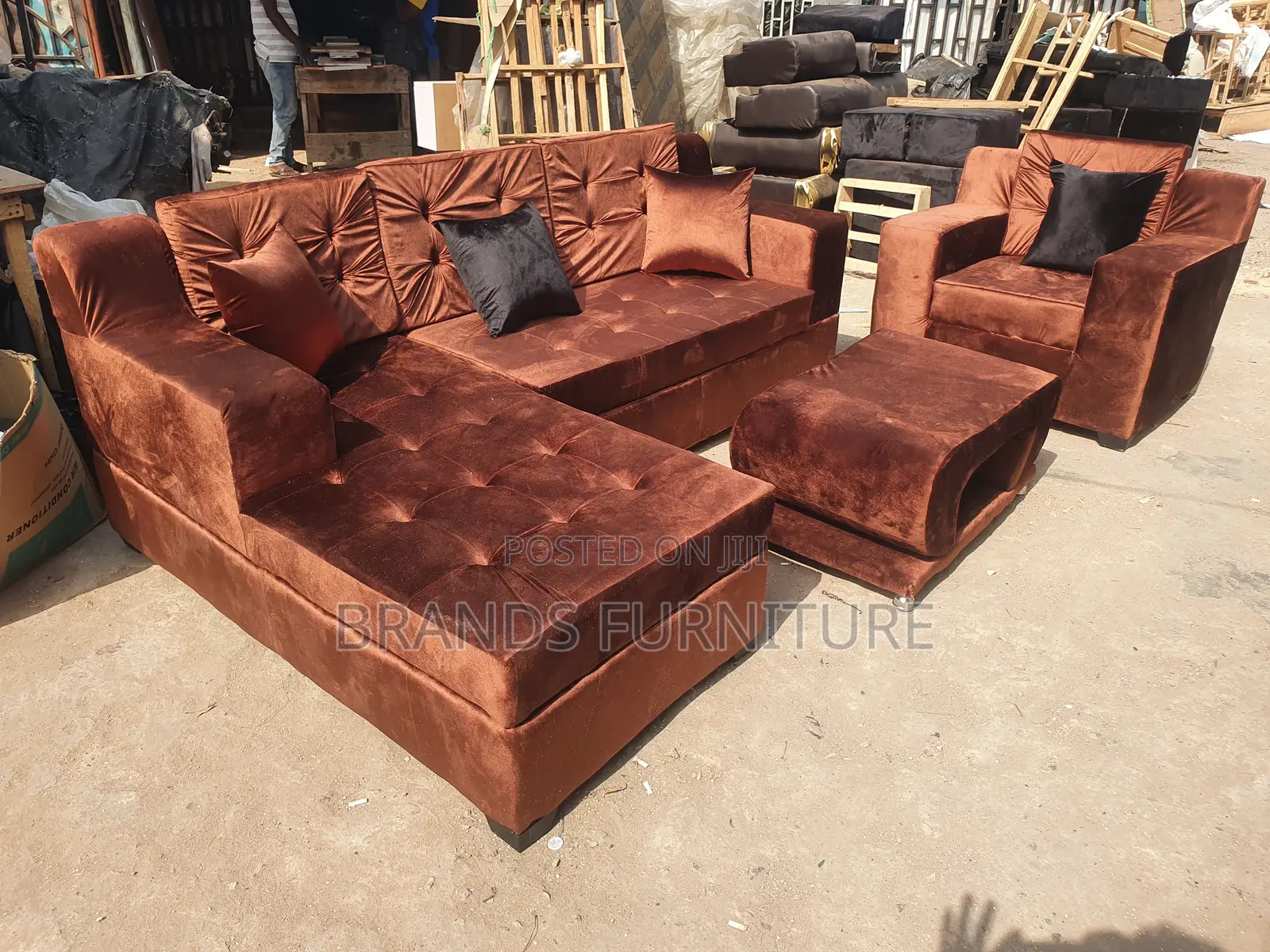 Quality Brown Sofa Lshap With Center Table N Single Seater