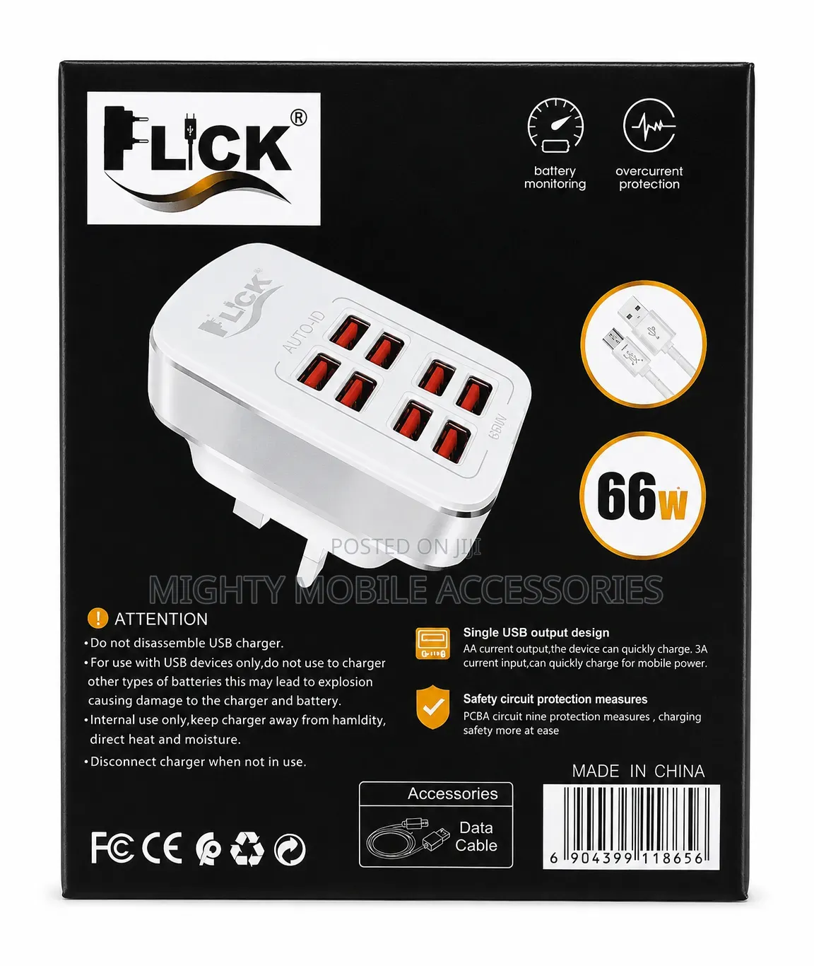 FLICK 8-Port 66W Fast USB Wall Charger (FL-801)