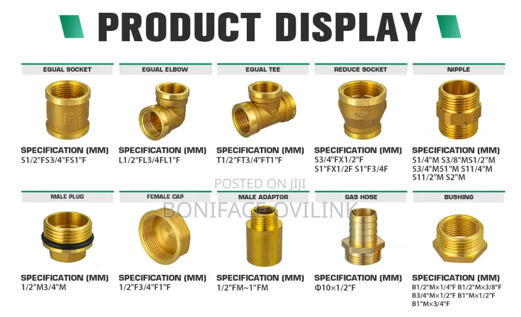 Brass Pipe Fittings Nipple/Reducer/Elbow/Tee/Socket Available