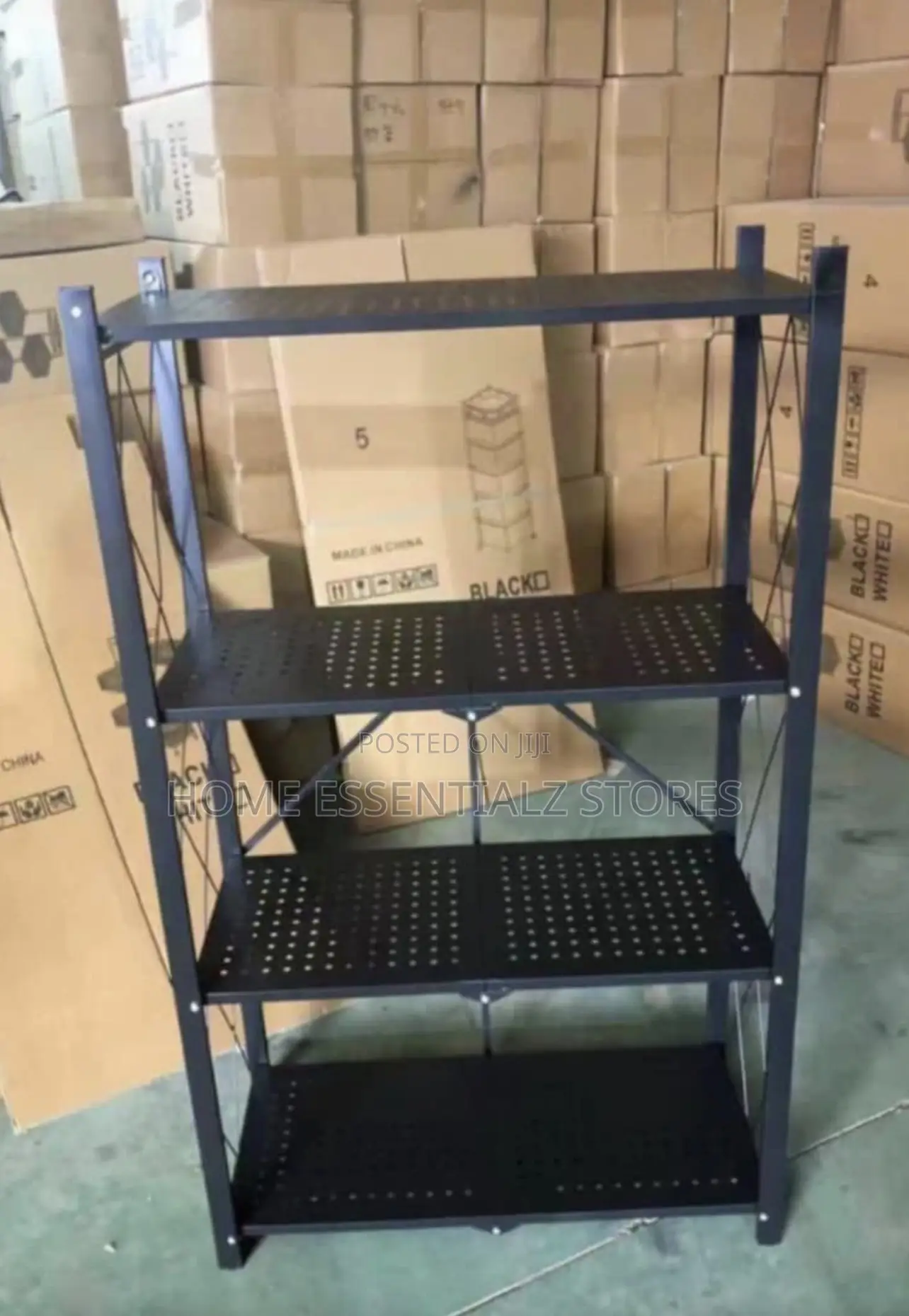 4-Tier Foldable Metal Storage Rack Shelf- 4Layers Heavy Duty Organizer
