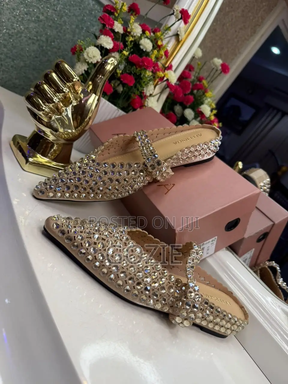 Luxury Stoned Half Slippers