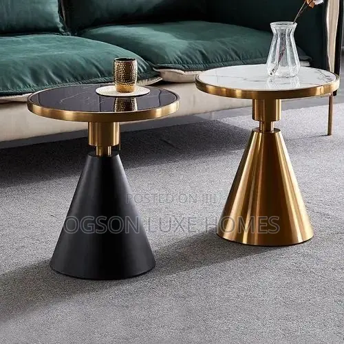 Luxury Side Table With Gold Framed Marble Top