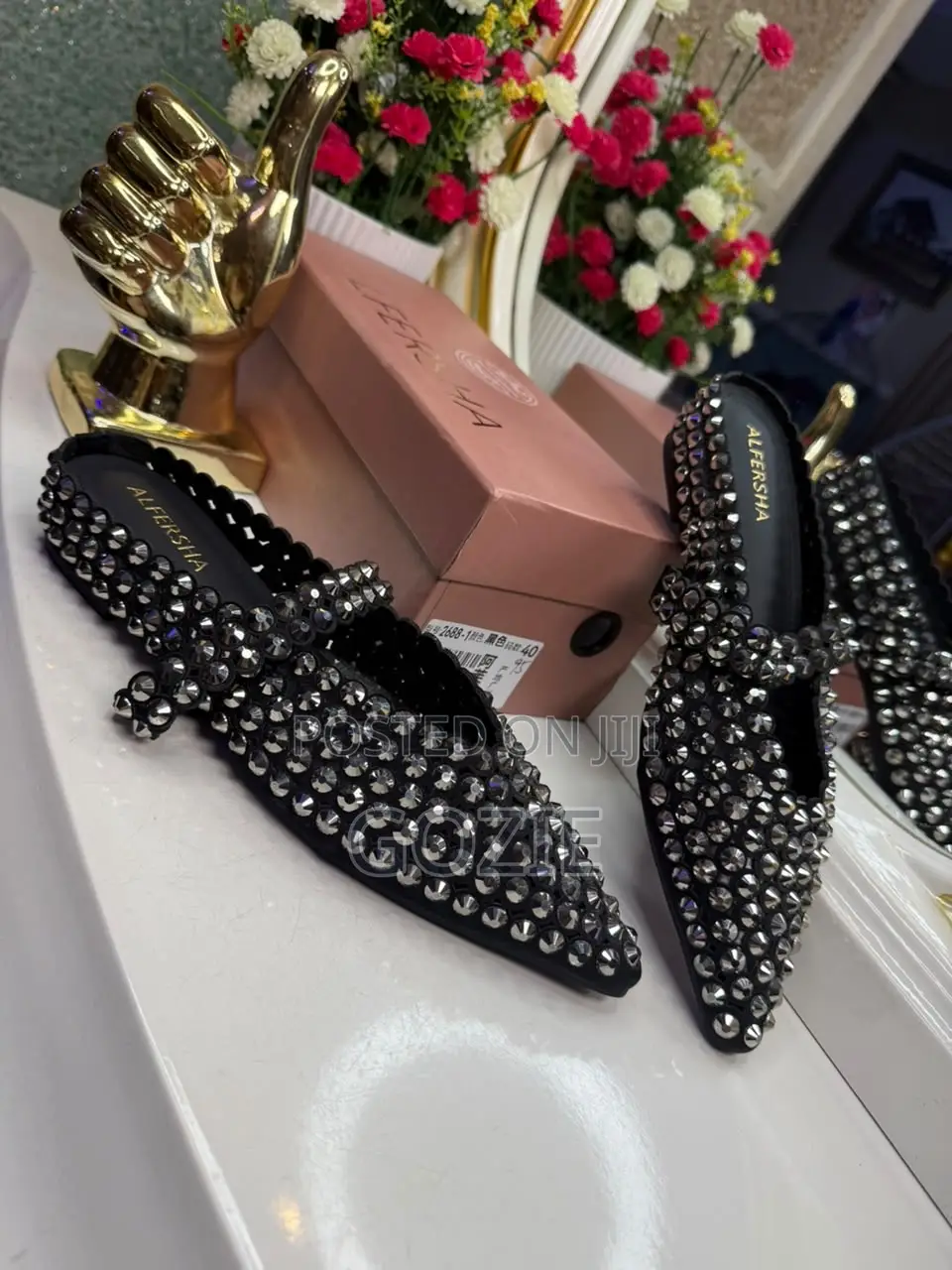Luxury Stoned Half Slippers