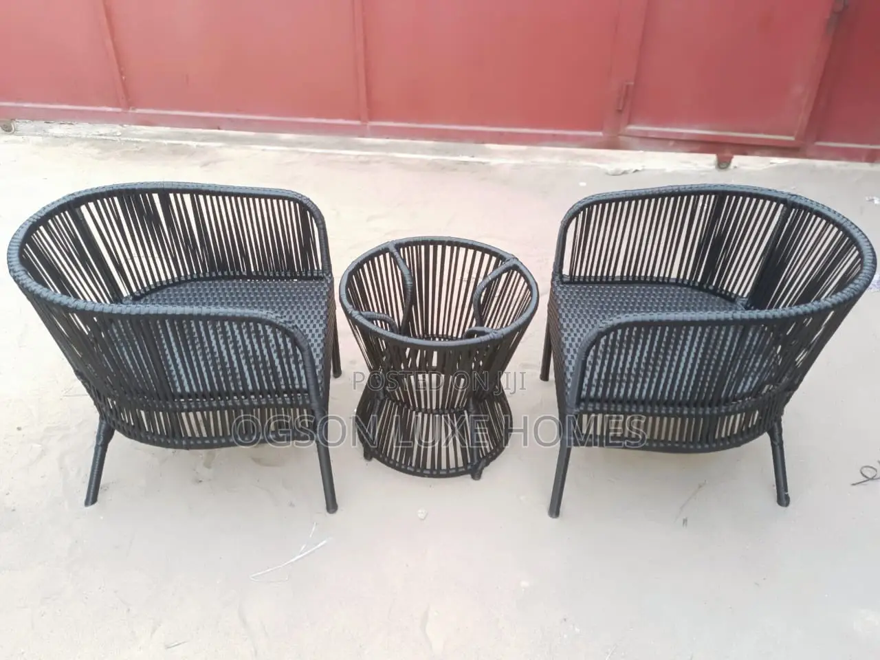 Quality Outdoor Table With Glass Top and Two Seaters