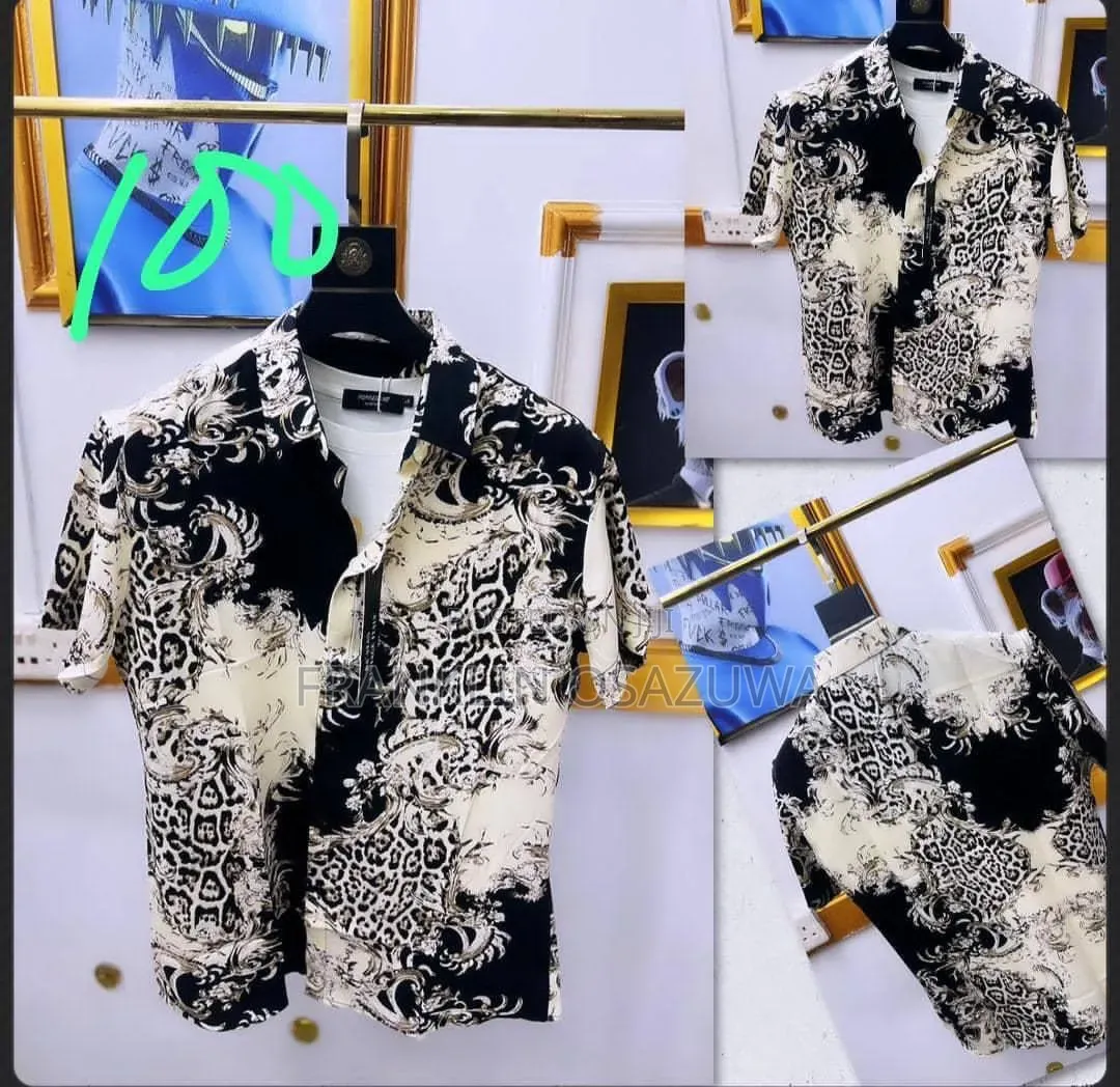 Men's Premium Short Sleeve Printed Casual Button-Up Shirt