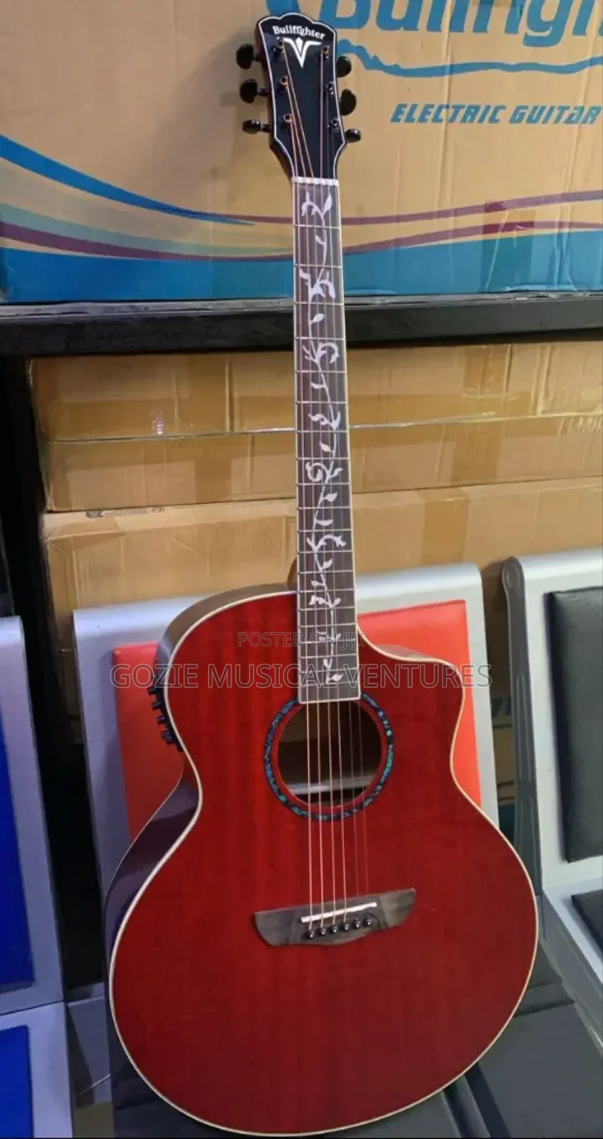Red Colour Bullfighter Semi Electro Acoustic Guitar 6 Strings