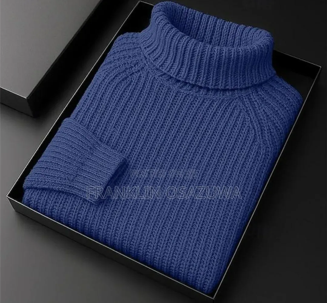 Men's Ribbed Turtleneck Knit Sweater – Long Sleeve Pullover