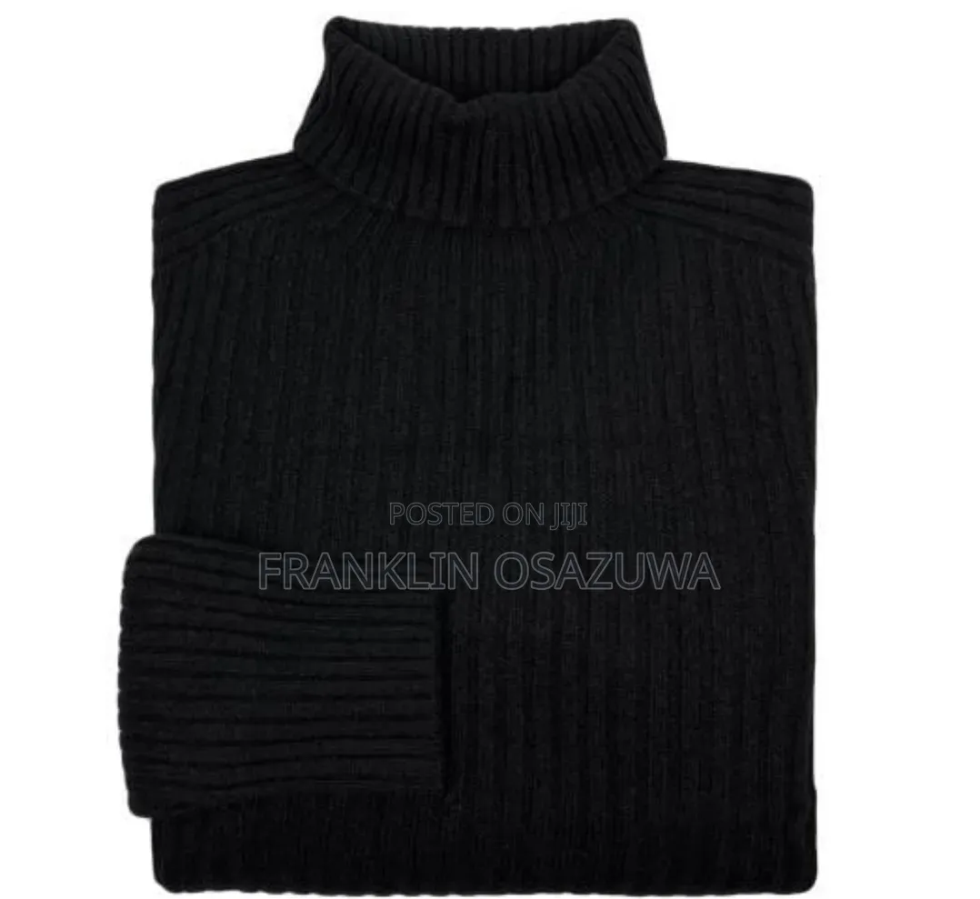 Men's Ribbed Turtleneck Knit Sweater – Long Sleeve Pullover