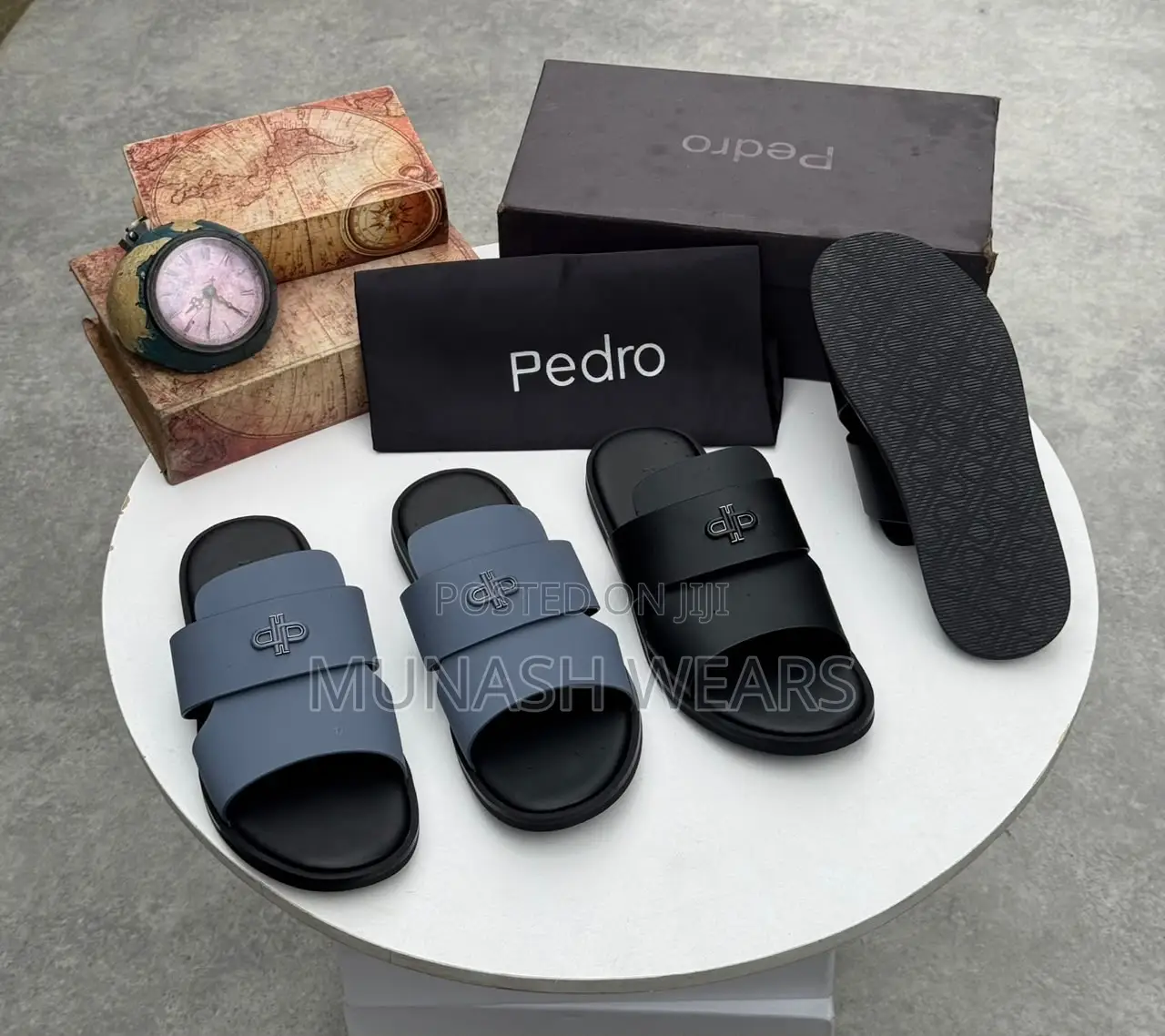 Pedro Blue and Black Cover Slipers 40-46