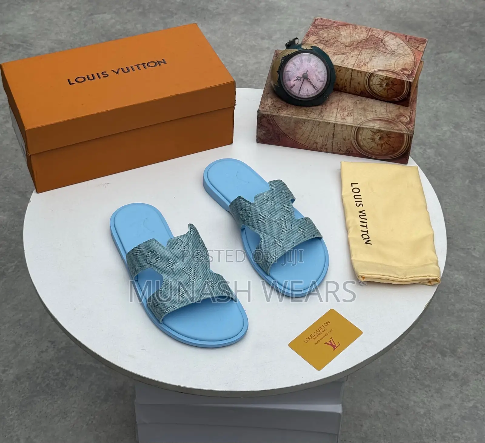 Blue Louis Vuitton Monogram Slipers