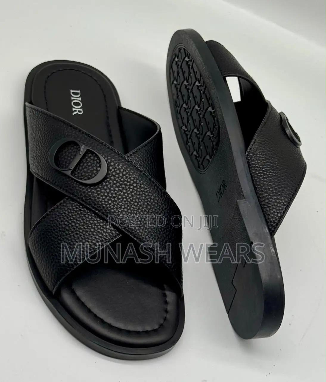 Dior Leather Slipers Cross Design