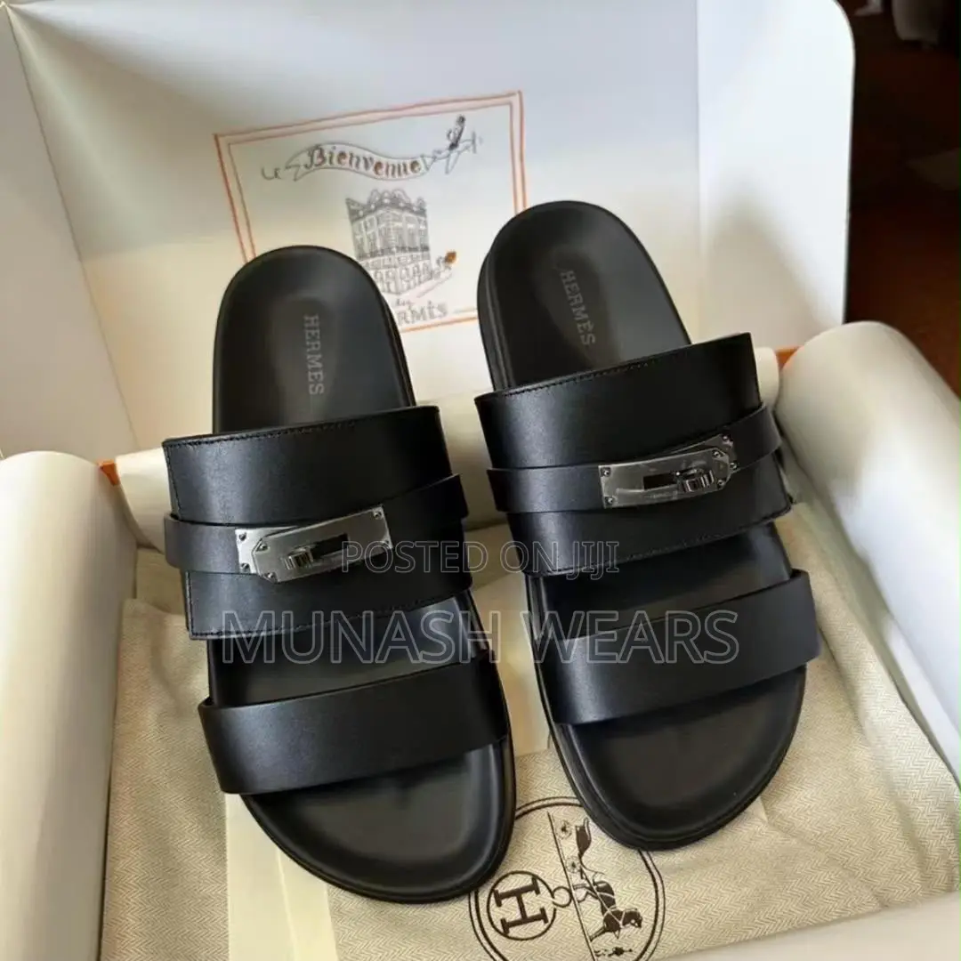 Luxury Hermes Calfskin Leather Slipers 40-46 Available