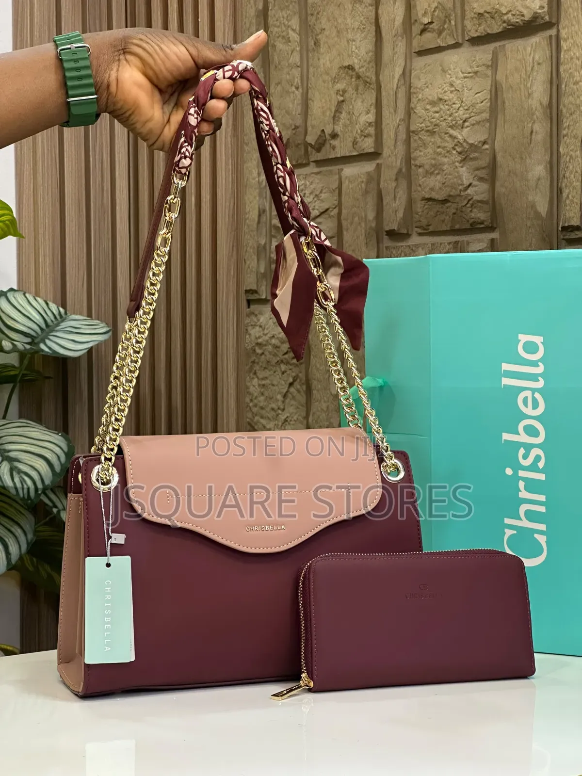 Chrisbella Chain~bag 2pcs Set. Size: Medium Good Quality