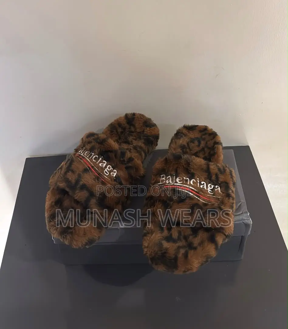 BALENCIAGA Fur Leopard Slide