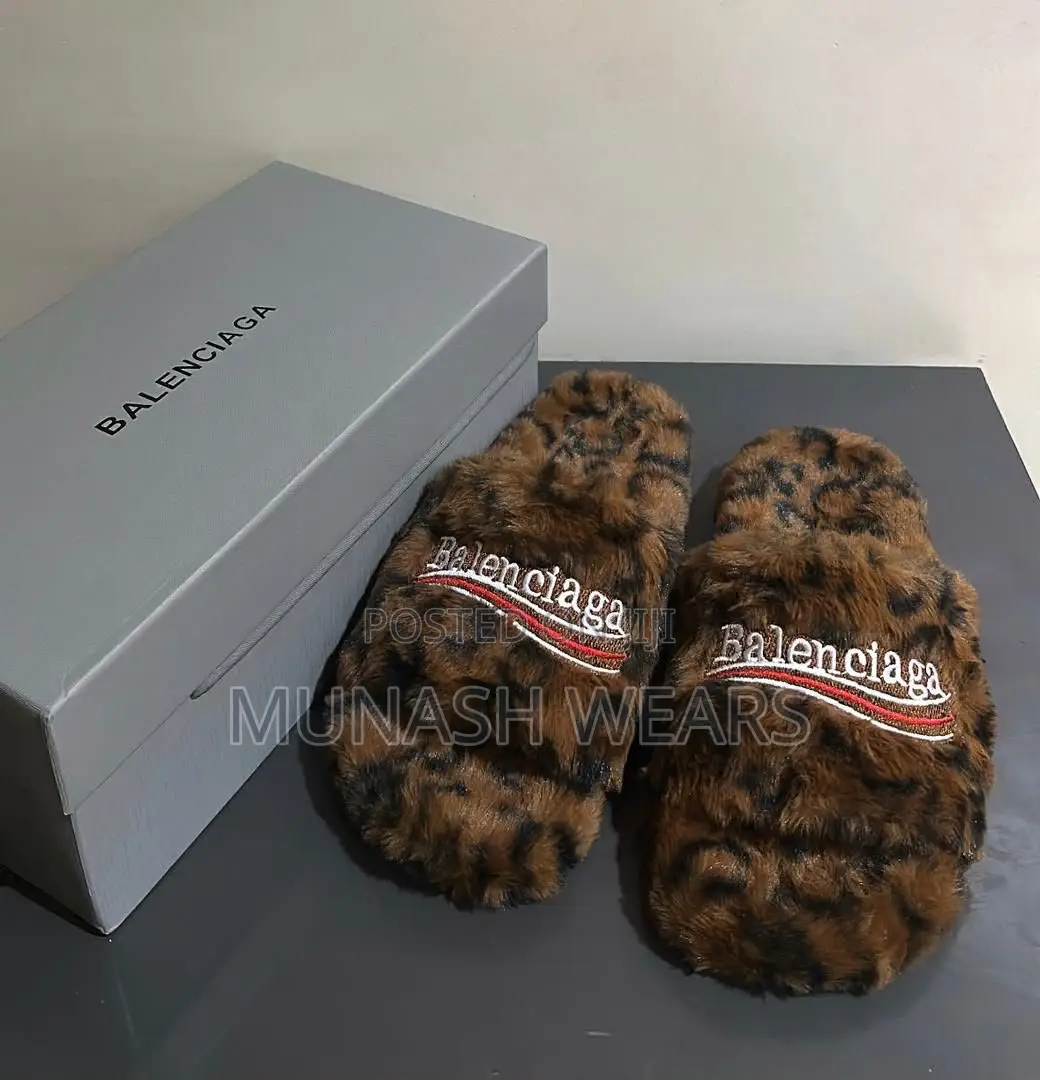 BALENCIAGA Fur Leopard Slide