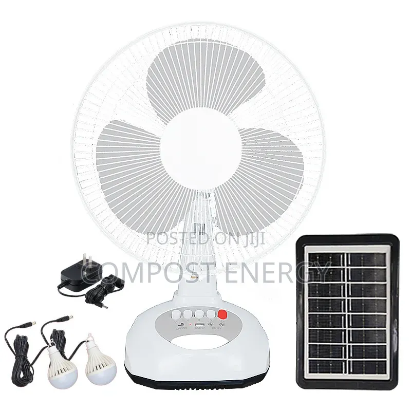 Rechargeable Table Fan With 2bulbs and Panel