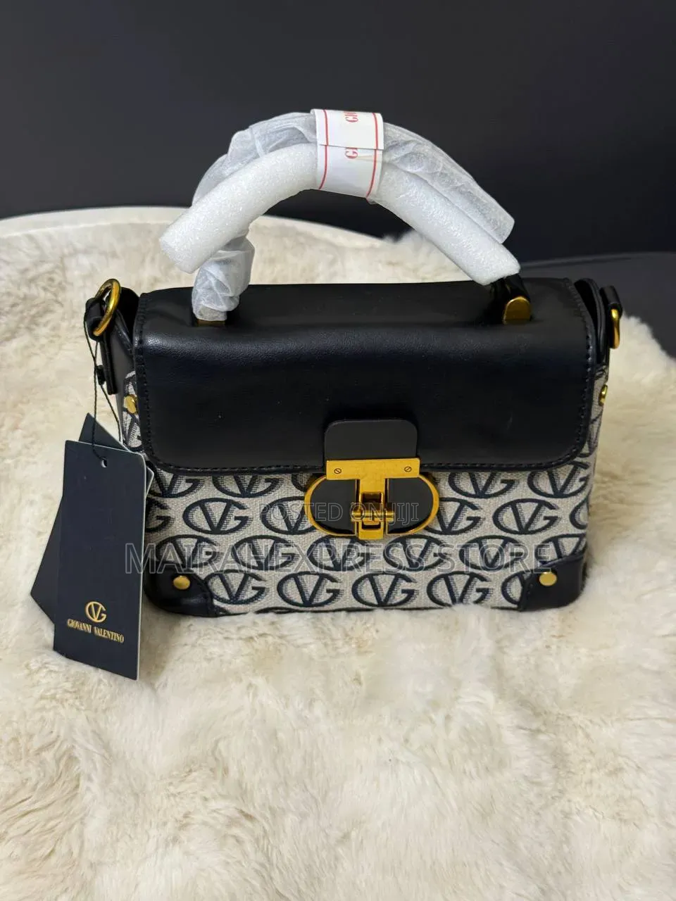 Giovanni Valentino Monogram Lock-Accent Satchel Ladies’ Handbag