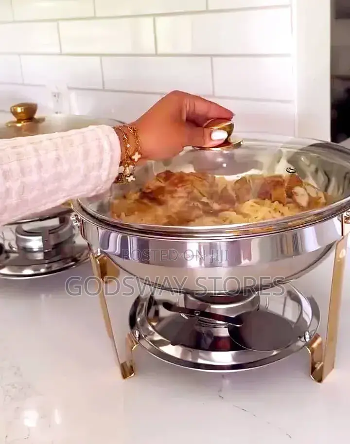 Warmounts 5.5L Round Chafing Dish Set With Glass Lid for Buffet