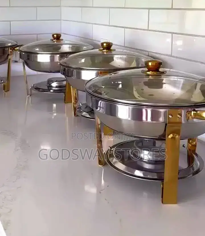 Warmounts 5.5L Round Chafing Dish Set With Glass Lid for Buffet