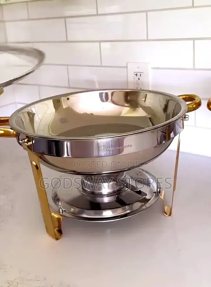 Warmounts 5.5L Round Chafing Dish Set With Glass Lid for Buffet