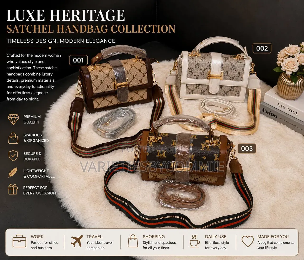 Luxe Heritage Satchel Shoulder Crossbody Handbag
