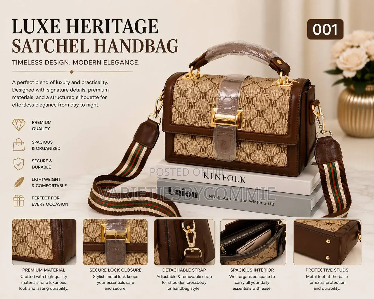 Luxe Heritage Satchel Shoulder Crossbody Handbag