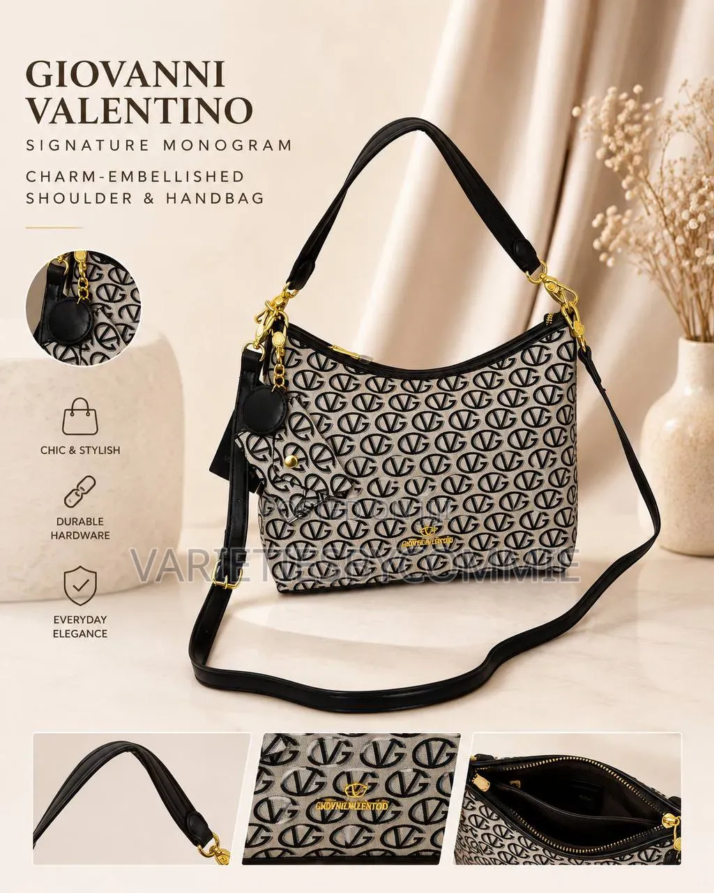 Giovanni Valentino Signature Monogram Charm-Embellished Bag