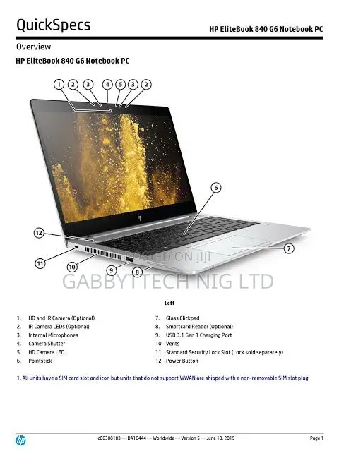 New Laptop HP EliteBook 840 G6 16GB Intel Core i5 SSD 512GB