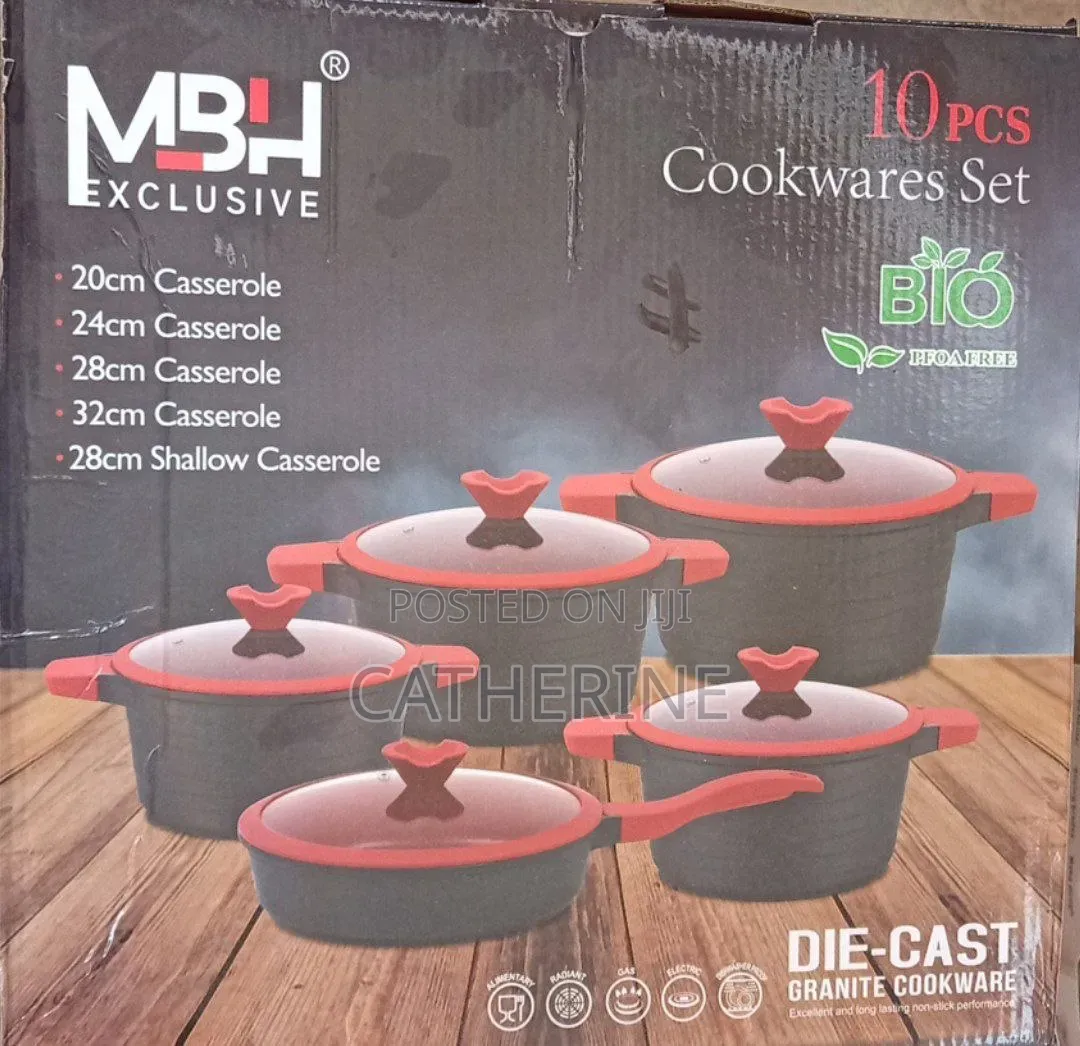 MBH 10Pcs Die-Cast Granite Cookware PFOA-Free