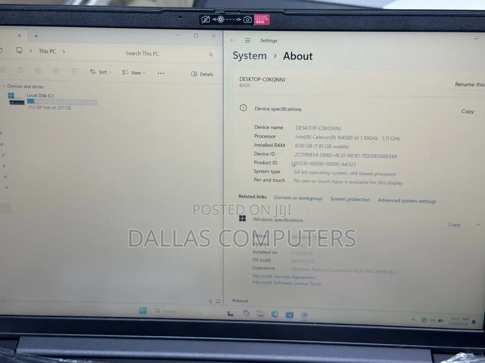 Laptop Lenovo 8GB Intel Celeron SSD 256GB