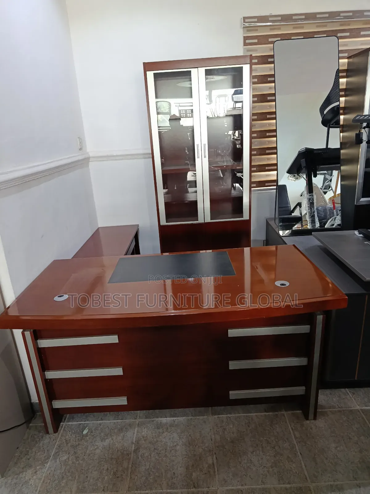 Executive Table and 2 Door Bookshelf Combo Package