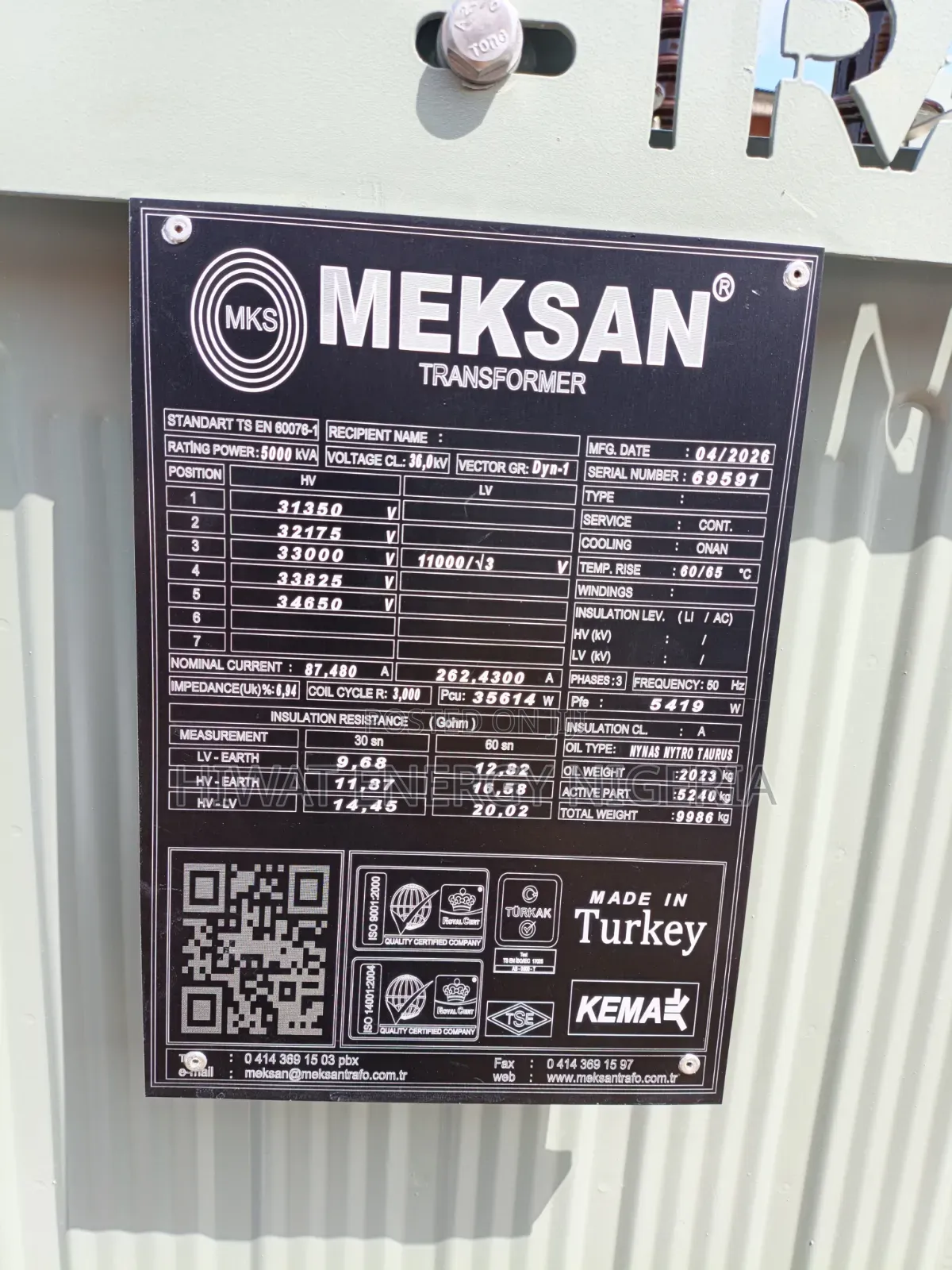 5MVA Meksan Electrical Power Transformer