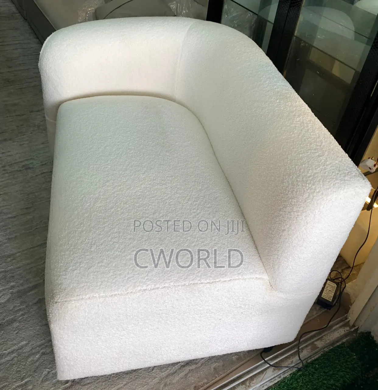 Cream Boucle Lounge Chair - Imported