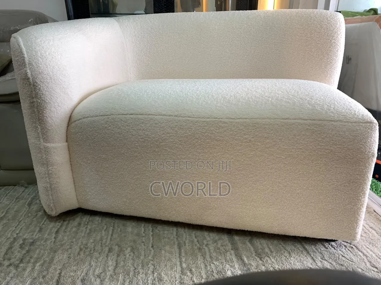 Cream Boucle Lounge Chair - Imported