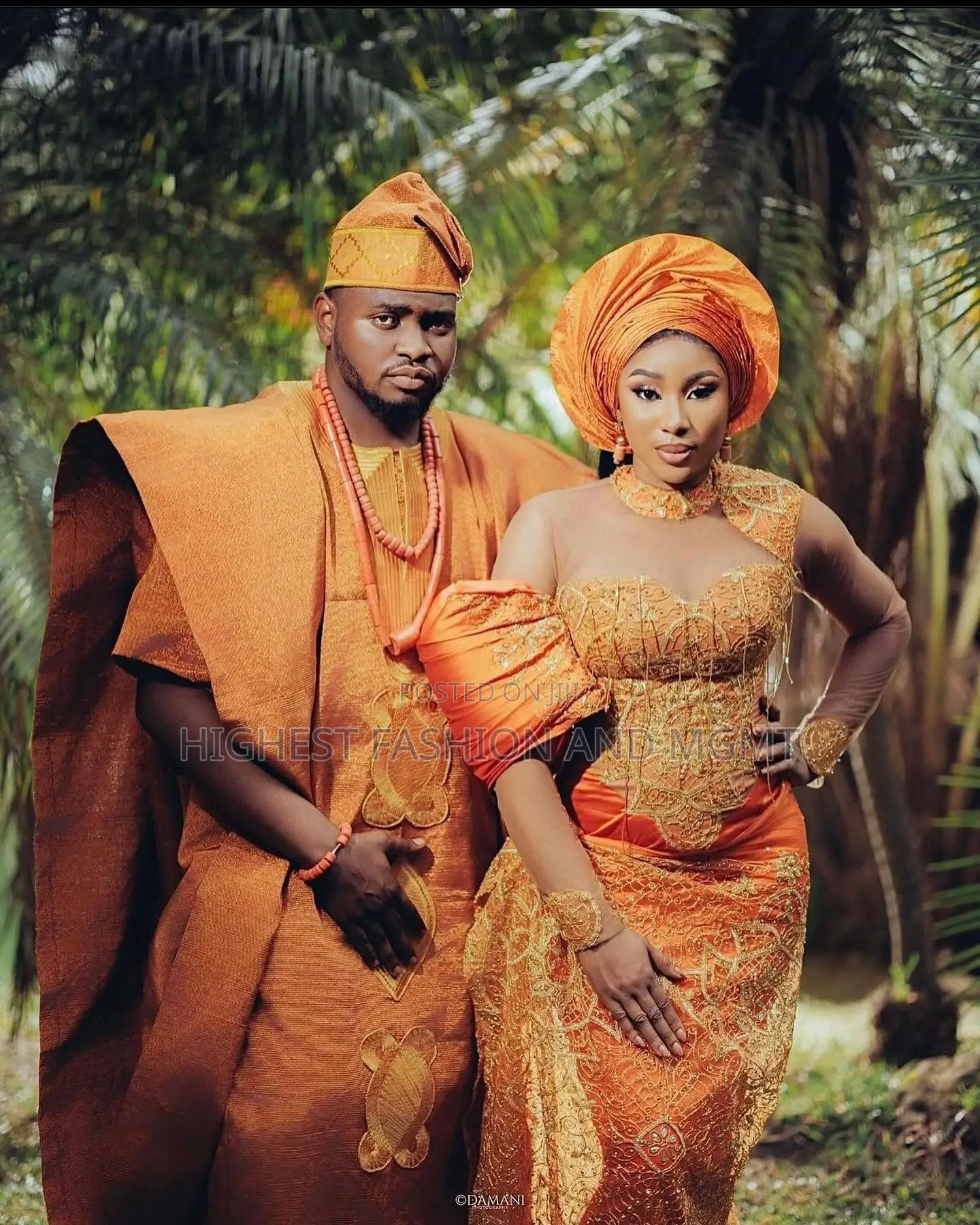 Gold Lace Corset Gown Coordinated Agbada Set