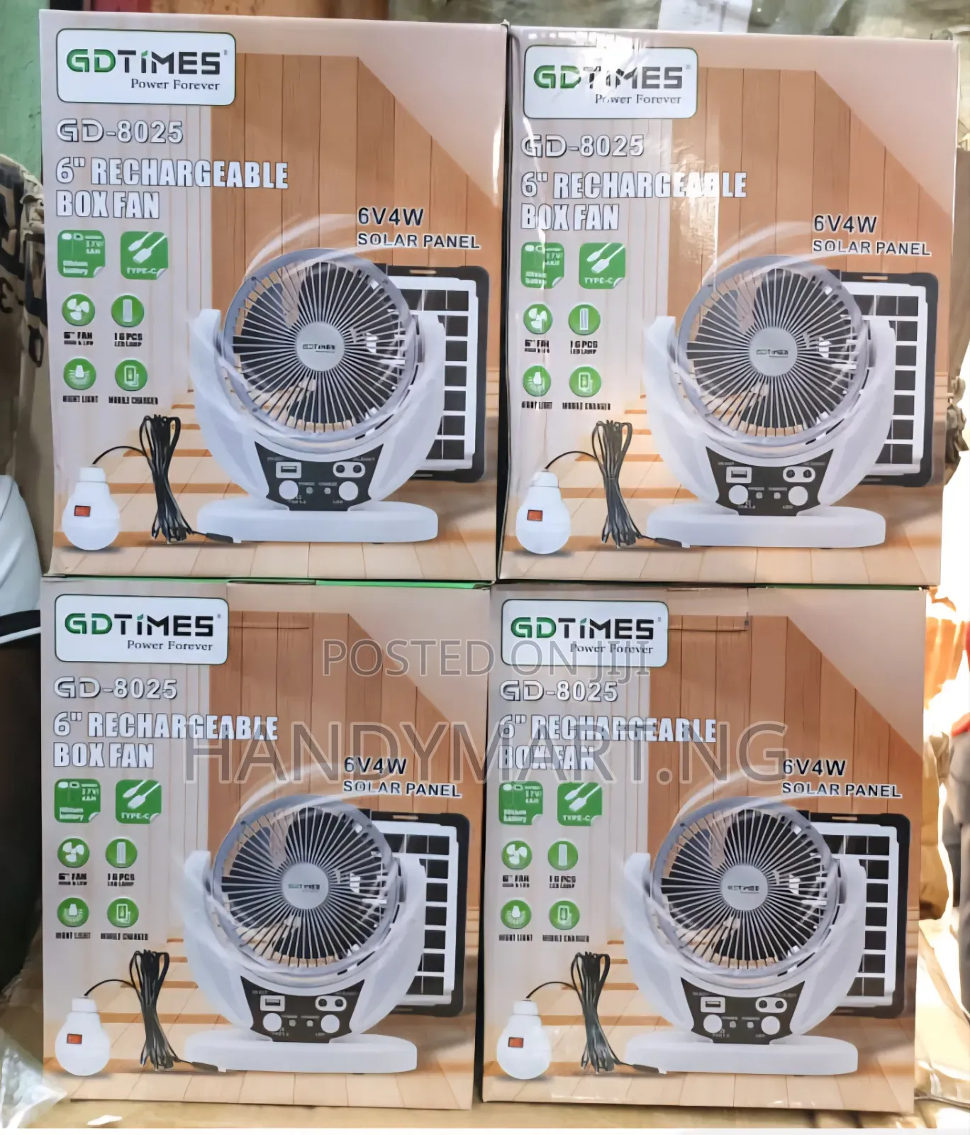 Multipiurpose Solar Rechargeable Box Fan With Bulb 15% OFF