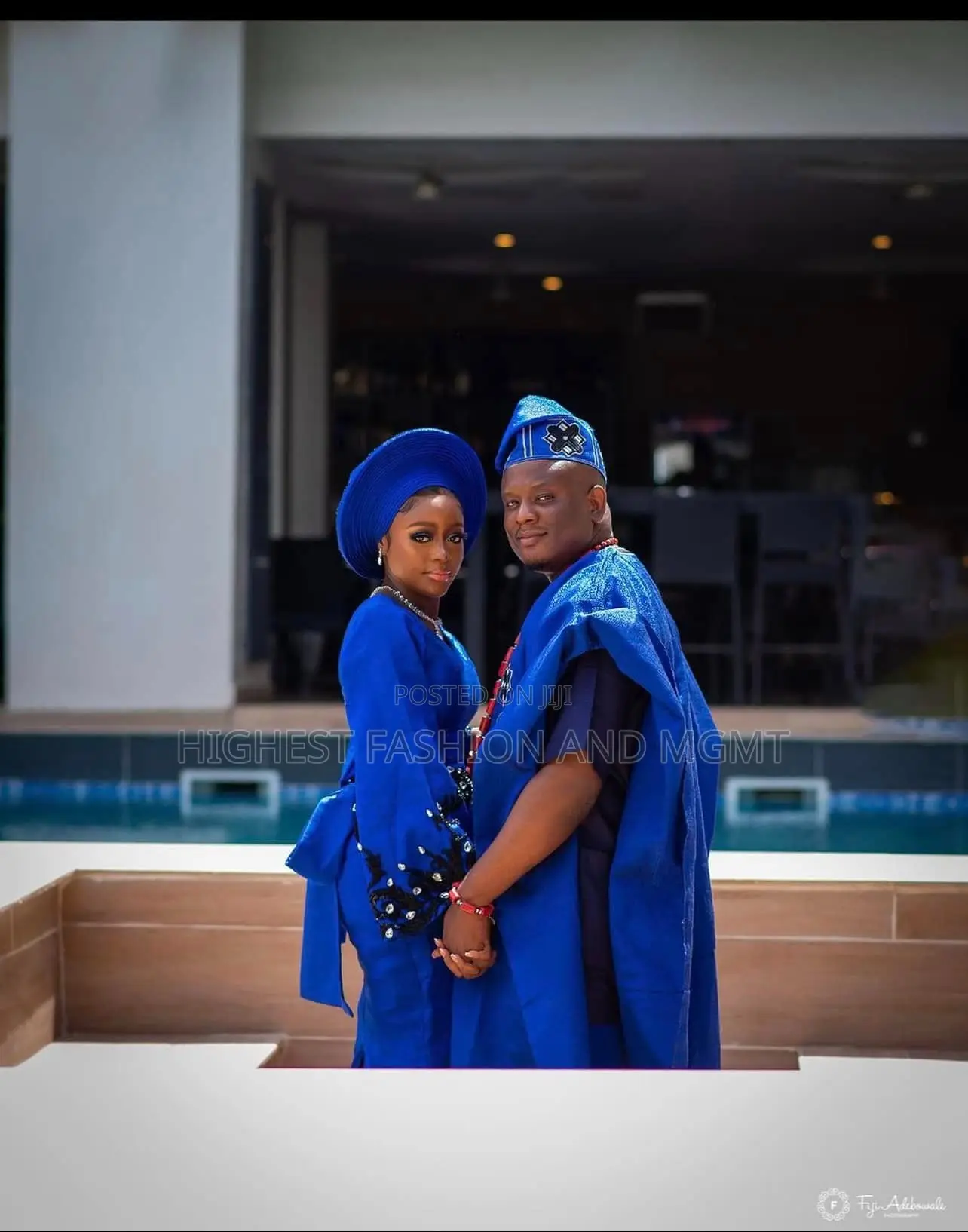Cobalt Blue Appliqué Gown Agbada Set