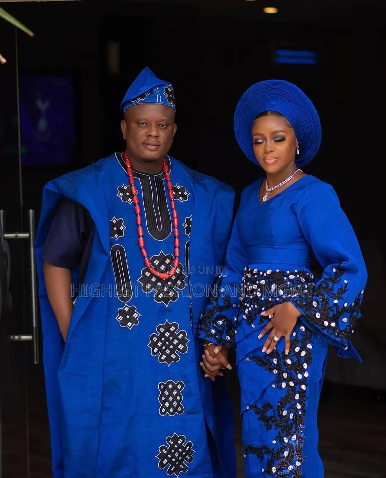 Cobalt Blue Appliqué Gown Agbada Set