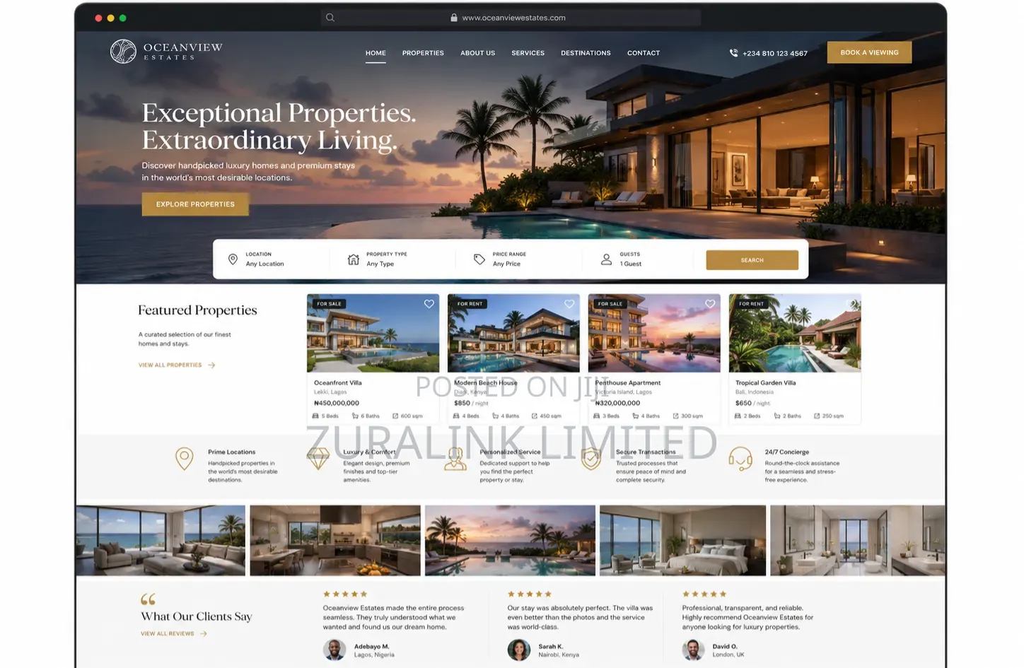 Real Estate, Hotel and Short-Let Website Design Lagos