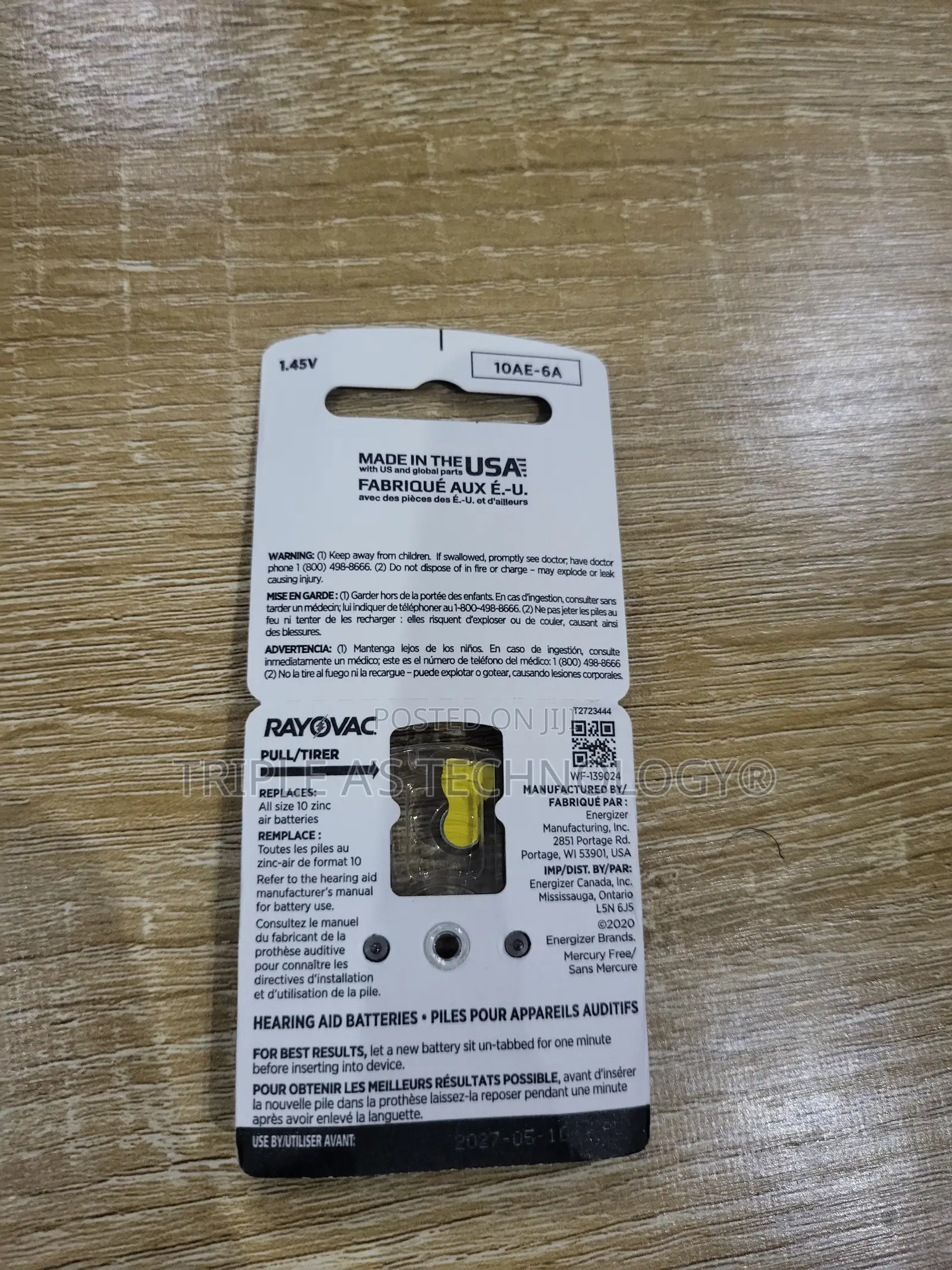 Hearing Aid Zinc Air Batteries Size A10, A13, 312 and 675