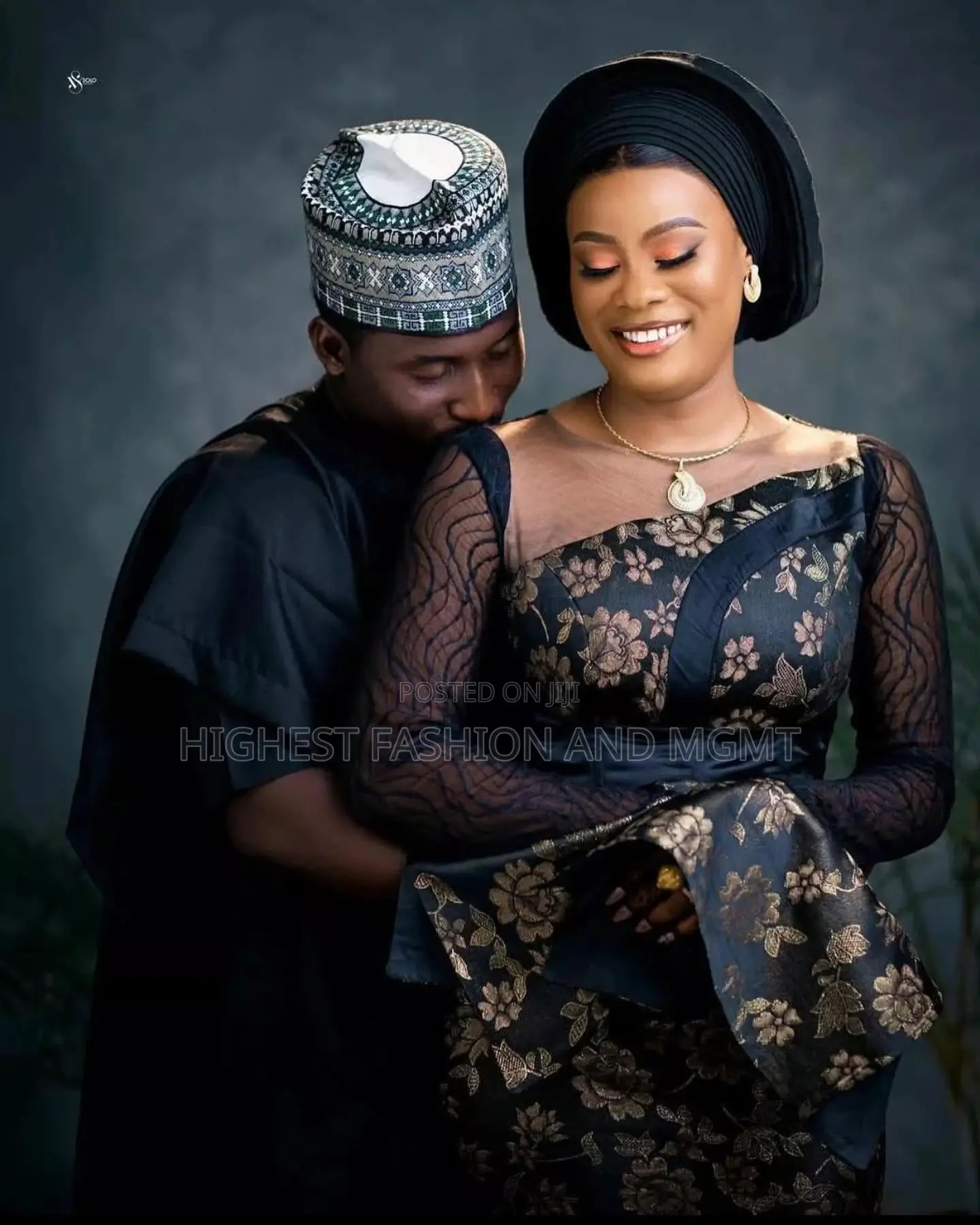 Black Gold Brocade Gown Black Babban Riga Set