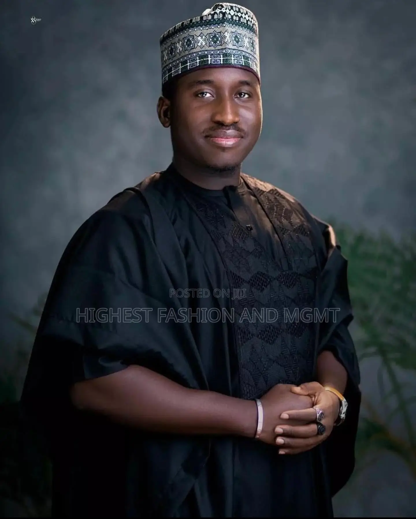 Black Gold Brocade Gown Black Babban Riga Set