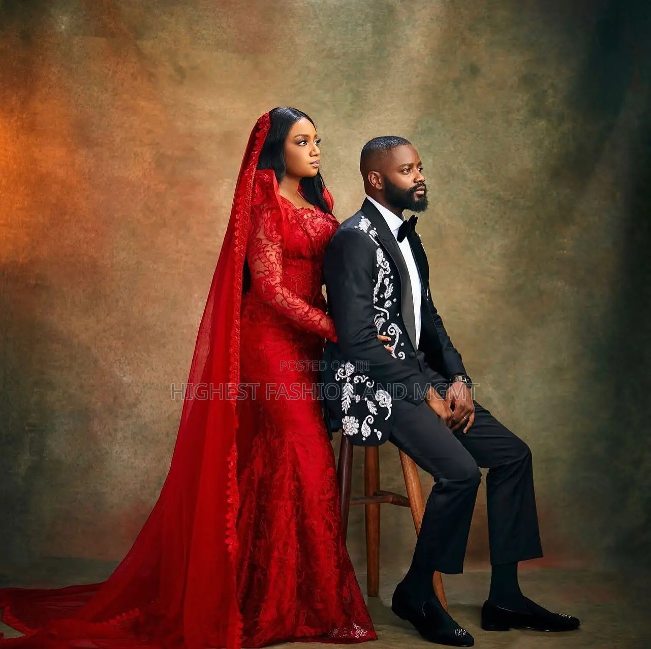 Crimson Lace Gown Black Tuxedo