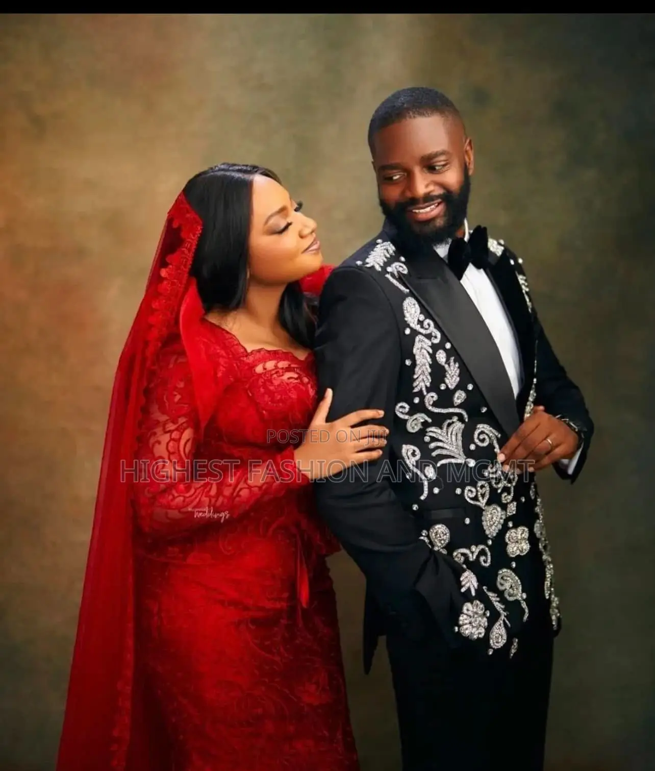Crimson Lace Gown Black Tuxedo