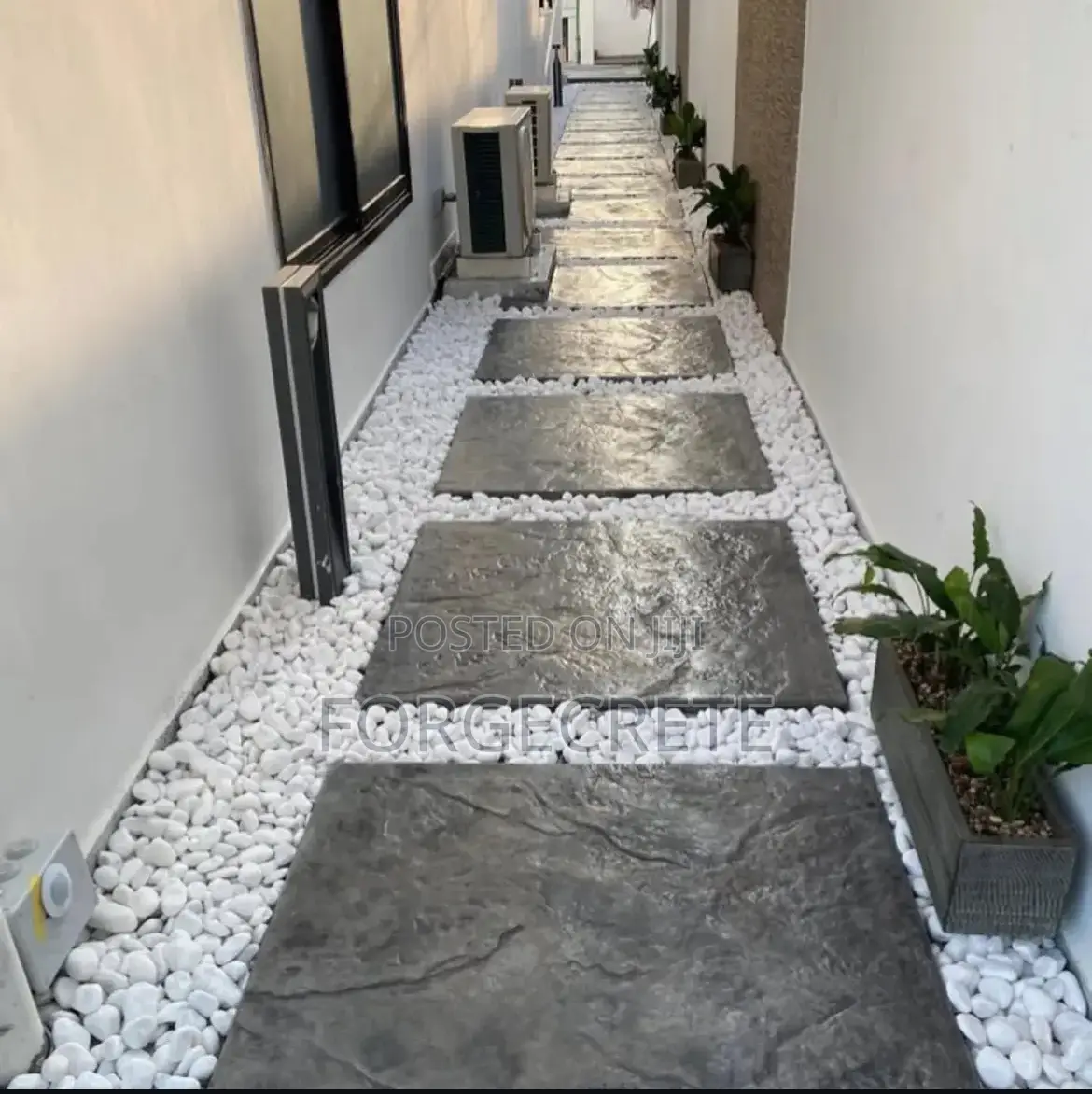 Stamped Concrete Floor With Natural White Stones