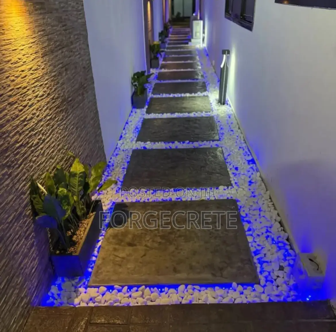 Stamped Concrete Floor With Natural White Stones