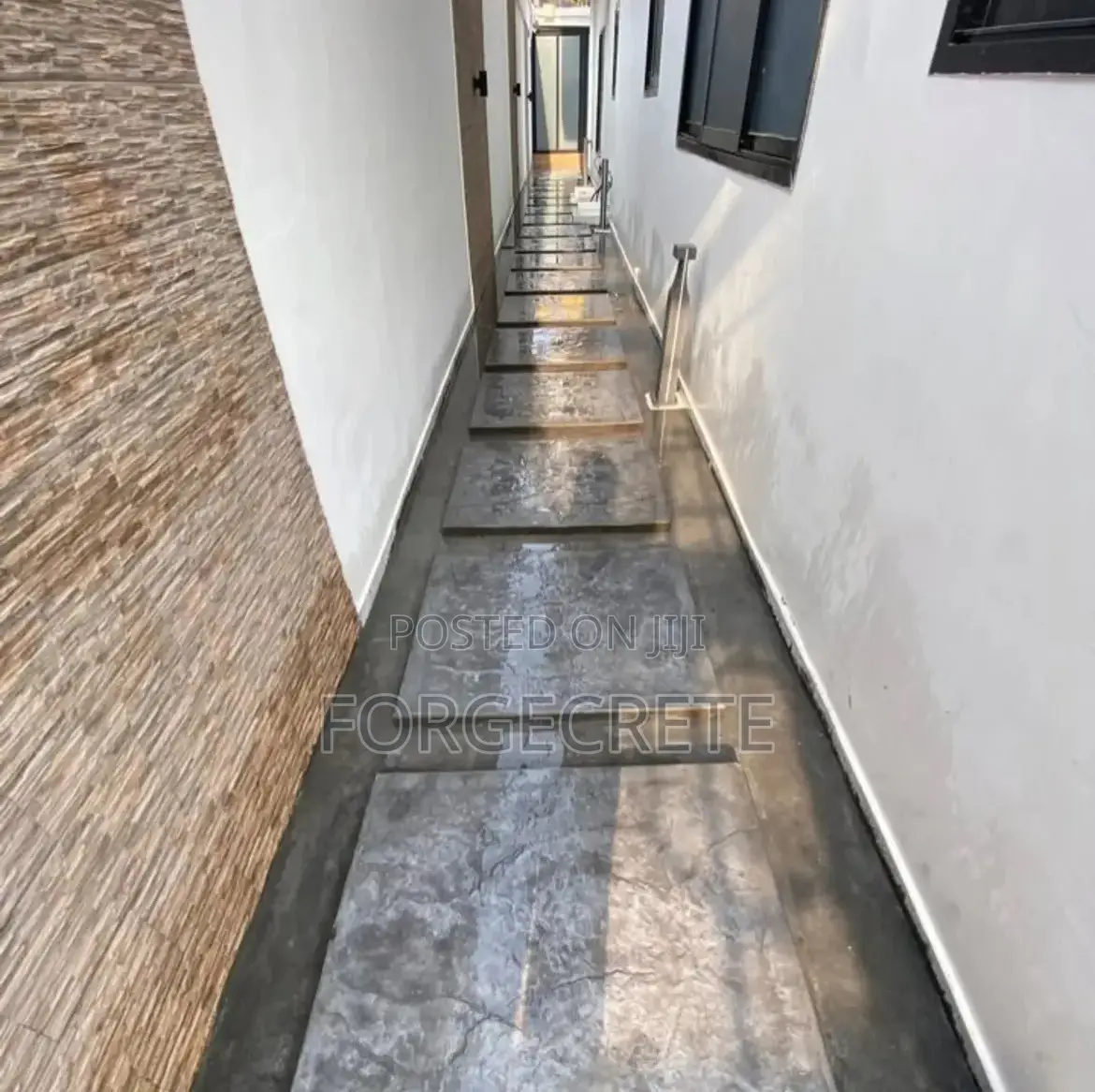 Stamped Concrete Floor With Natural White Stones
